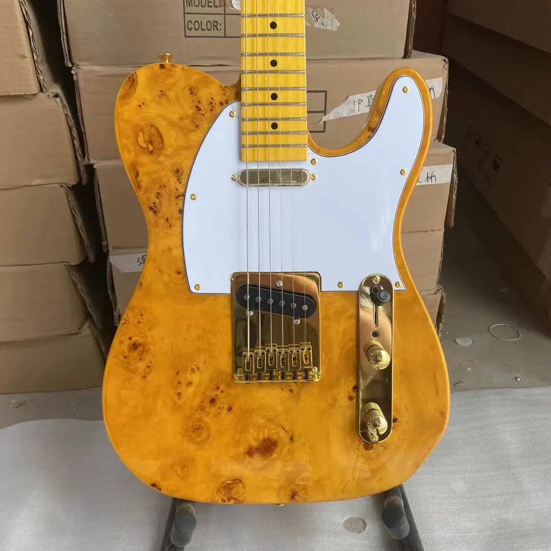 Tele электрическая гитара Burl Maple Top корпус из липы древесный клен фингерборд