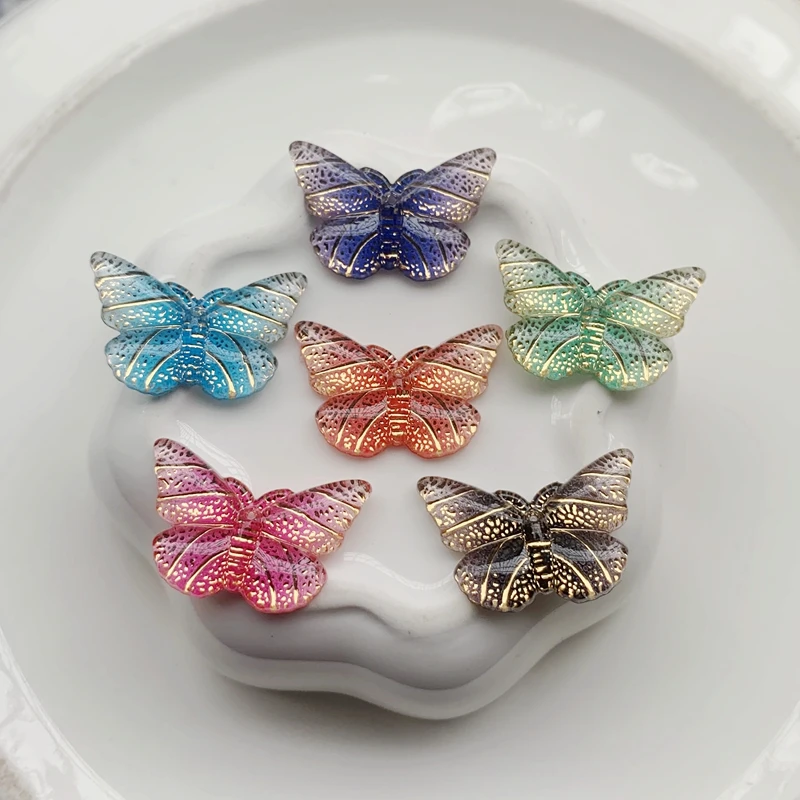 15pcs Resin 15*23mm Bling Colorful Butterflies Flatback Rhinestone 1 Hole Ornaments DIY Wedding Appliques Craft -HE21 | Дом и сад