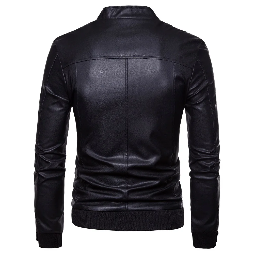 

2018 Autumn New Style Men's Korean-style Slim Fit Stand Collar PU Leather Jacket