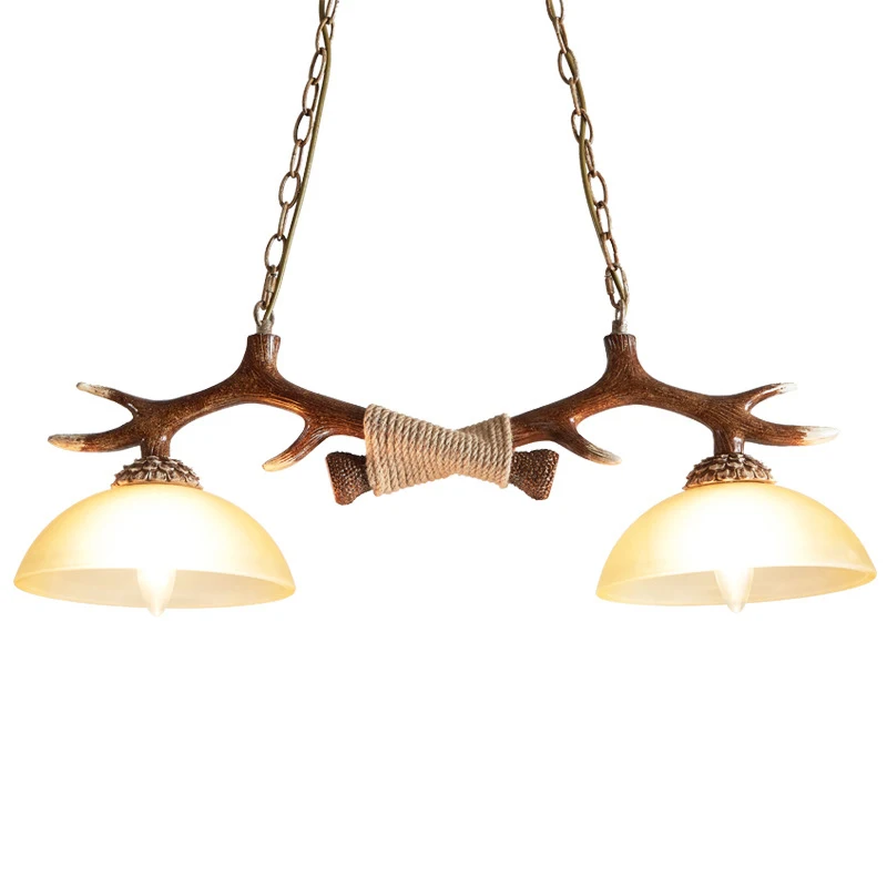 LED Chandelier Antique Resin Nordic Pendant Light Living/Dining Room Creative Restaurant Bar Cafe Antler Hanging Lamp