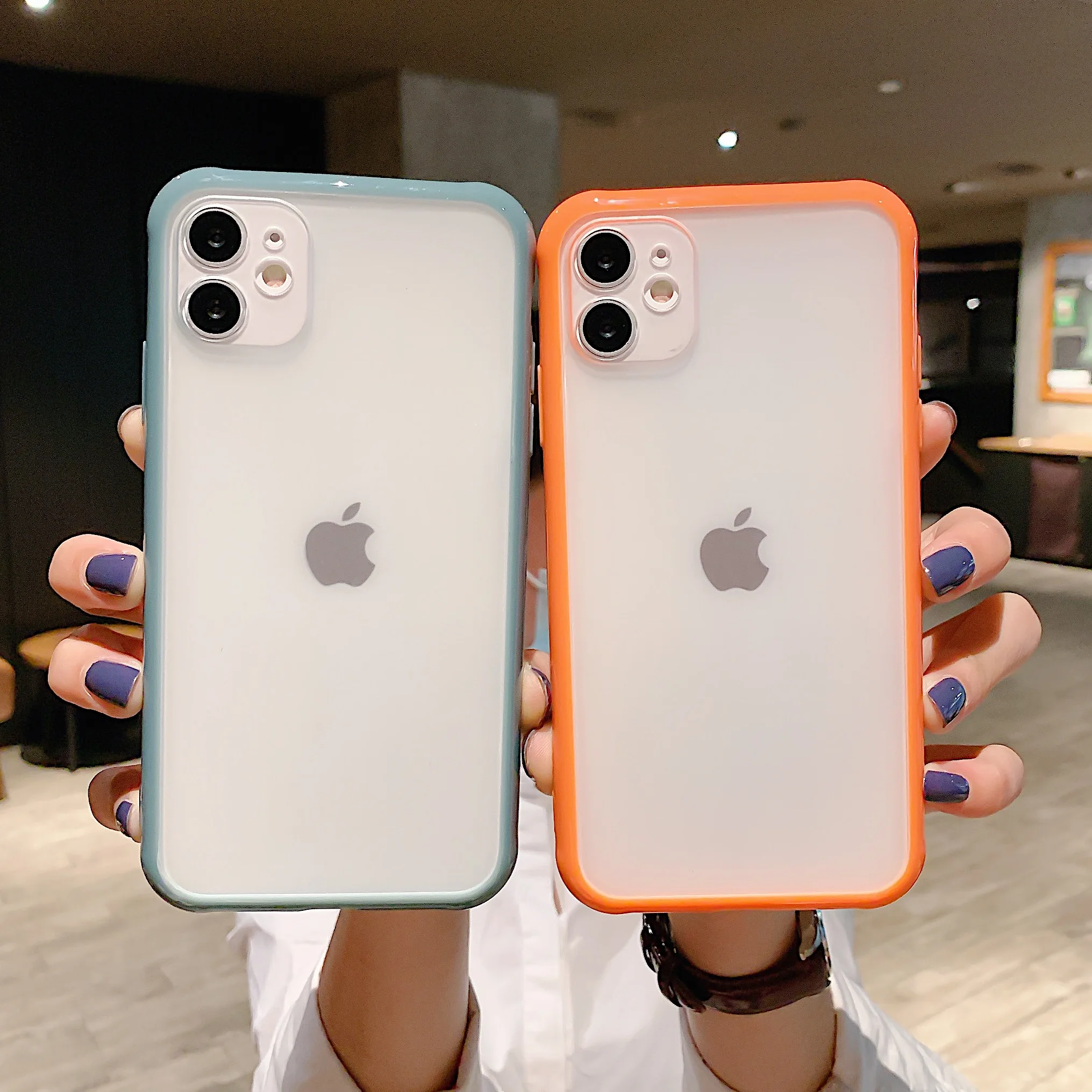 Shockproof Armor Transparent Phone Case For Iphone 12 11 Pro X Xs Max Xr 6 6s 7 8 Plus Camera Protection Candy Color Cover Case Phone Case Covers Aliexpress
