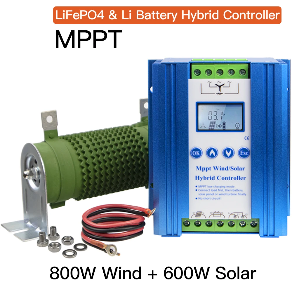 

1400W Hybrid MPPT Solar Wind Charge Booster Controller 12V 24V Lithium Battery Solar Tracker Rugulator for Wind Generator Panel