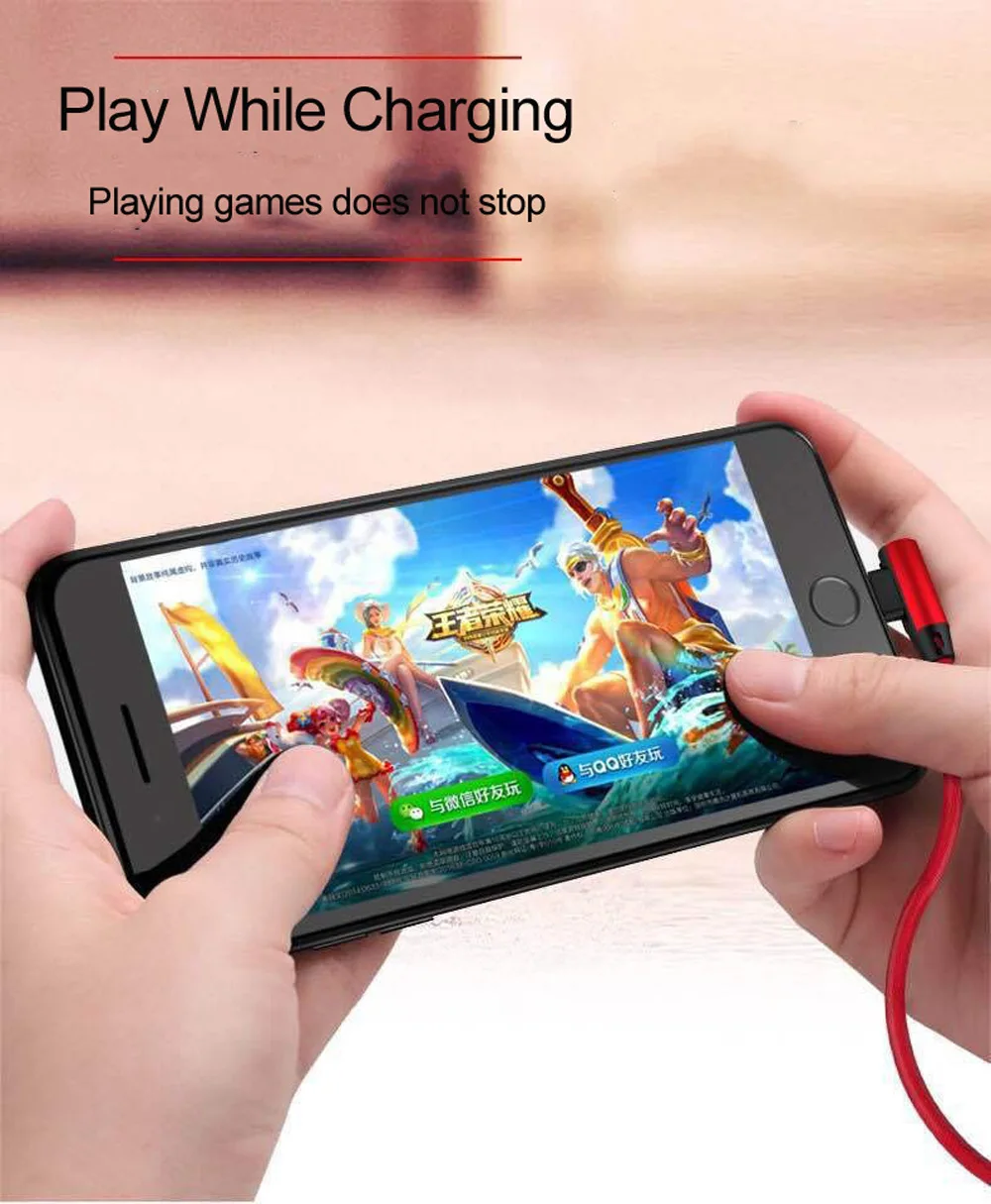 Двусторонний кабель Micro USB для мобильных игр для Xiaomi Redmi 5X Note5 6 7 Pro iOS USB Data для iphone 8 Plus XS Max XR зарядный кабель