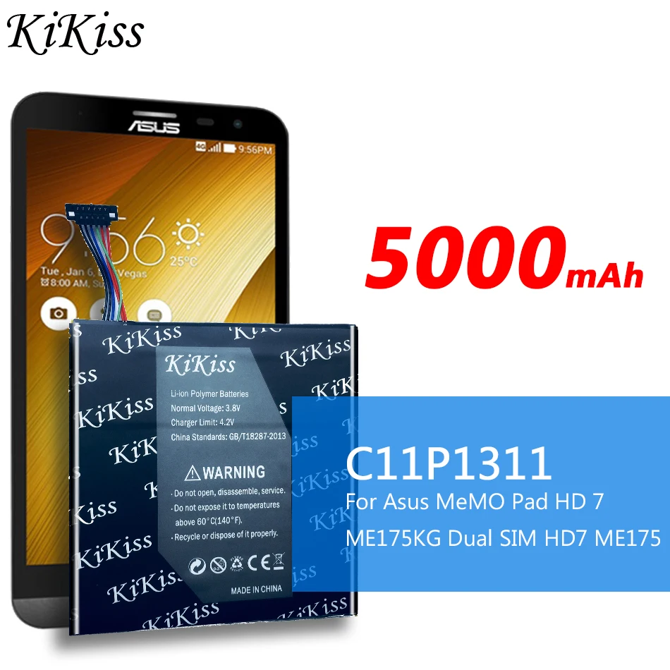 Сменный аккумулятор для планшета Asus MeMO Pad HD 7 ME175KG Dual SIM HD7 ME175 литий-ионный полимерный аккумулятор C11P1311 5000mAh