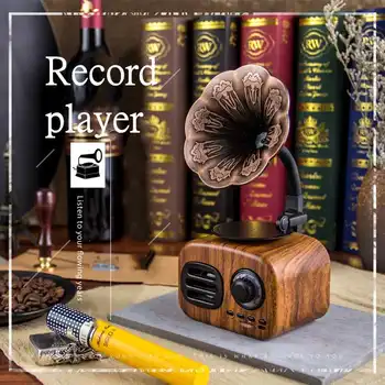 

Retro Phonograph Wireless Handsfree FM Radio Loudspeaker Portable Subwoofer bluetooth 4.1 Speakers