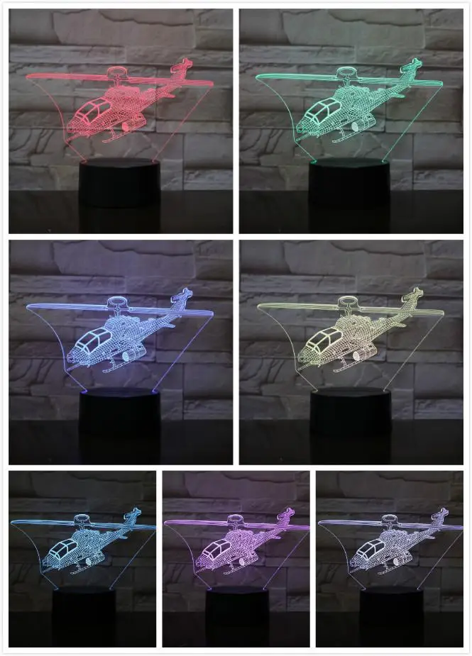 5 Вертолет модель самолета Usb 3d светодиодный ночной Светильник Иллюзия Lampara Fighter gece lambas Warplane вертолет настольная лампа прикроватный подарок - Испускаемый цвет: 5