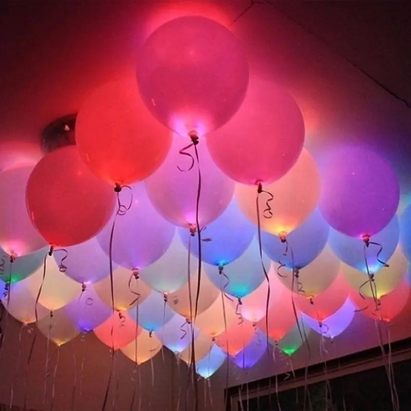 Mini lámpara de bola de luz LED para globos, linterna, decoración para fiestas de cumpleaños, 10 Uds.