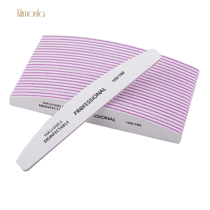 

20Pcs/lot Sandpaper Nail File 100/180 White Half Moon Nail Sanding Blocks Polishing Nails Care Manicure Pedicure Art Tools