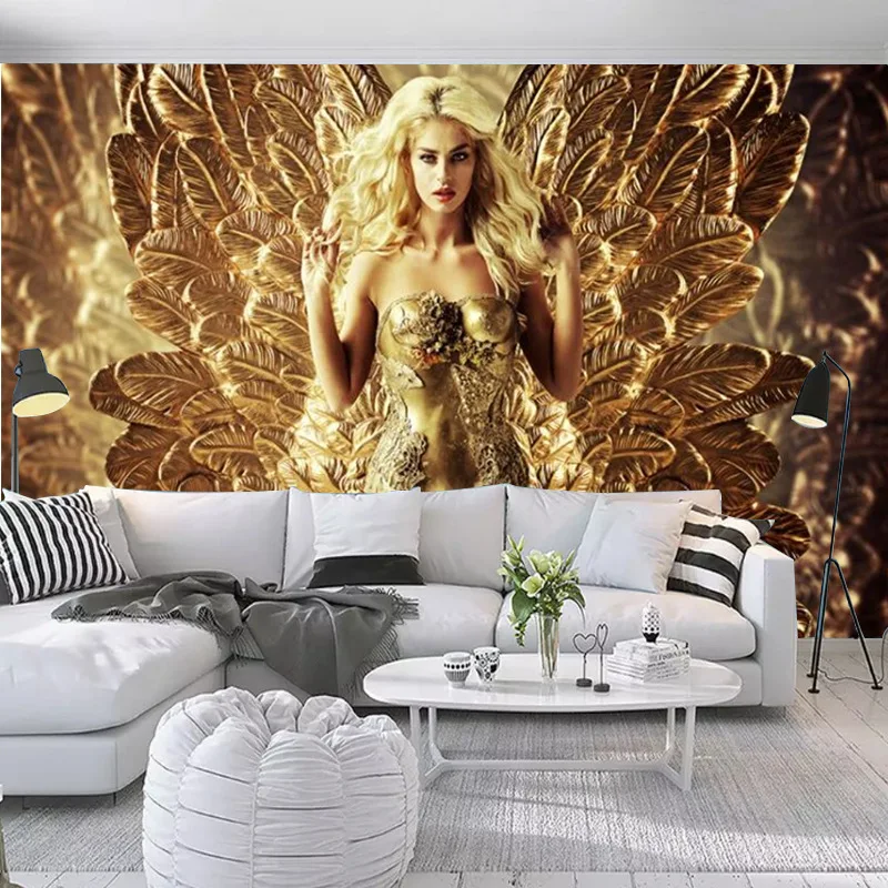 Европейский стиль 3D Фреска сексуальные женщины фон с изображением перьев обои для бара нетканые ткани бесшовные отель обои