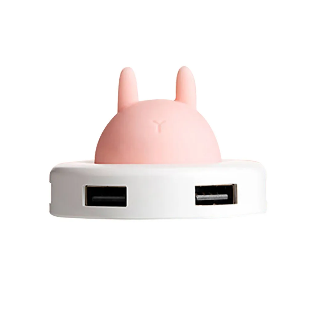 Мультяшный портативный usb-хаб кабель для зарядки атмосферный ночной Светильник расширитель 4 порта usb-хаб s адаптер разветвитель Кабель адаптер Usb - Цвет: Pink