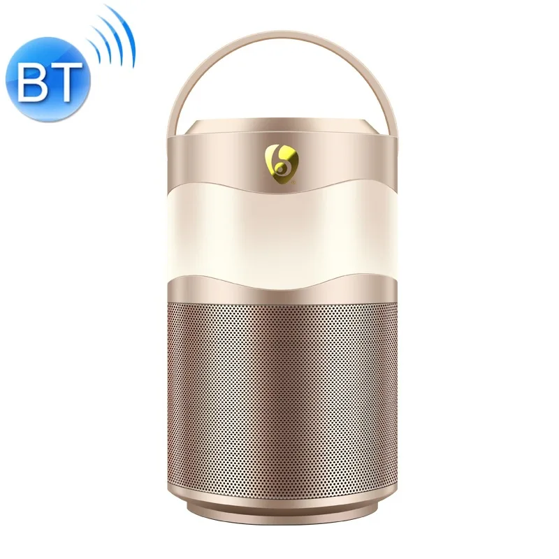 Портативный Смарт Bluetooth V5.0 музыка Динамик с ручкой и Красочный светодиодный Ночной светильник, Поддержка вызова в режиме свободных рук, TF карта, FM, AUX In - Цвет: Золотой