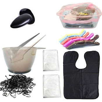 

8pcs Hair Dye Tools Set Hair Tinting Bowl Dye Brush Ear Cover Disposable Gloves Hairpins Hair Coloring Cape Shower Cap Comb