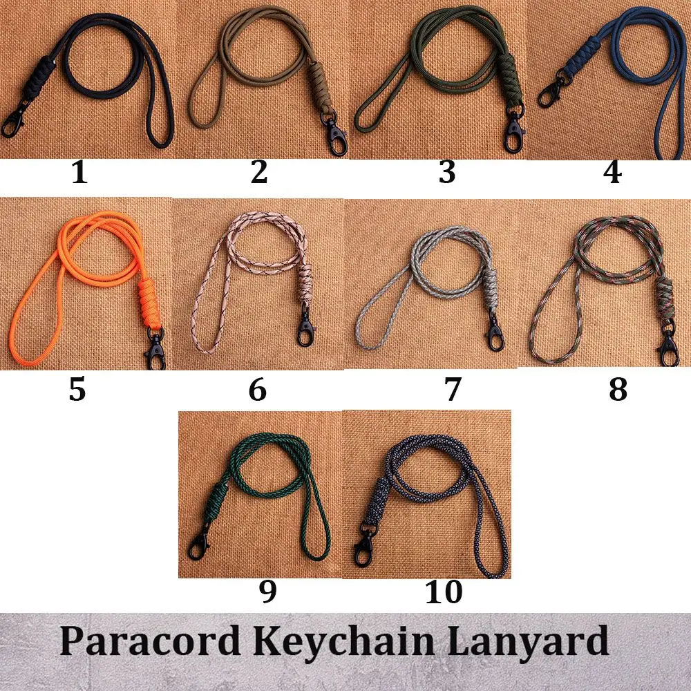 Porte-clés paracorde en nylon tressé, lanière, mousqueton, sac à dos de  survie, militaire, 48cm - AliExpress