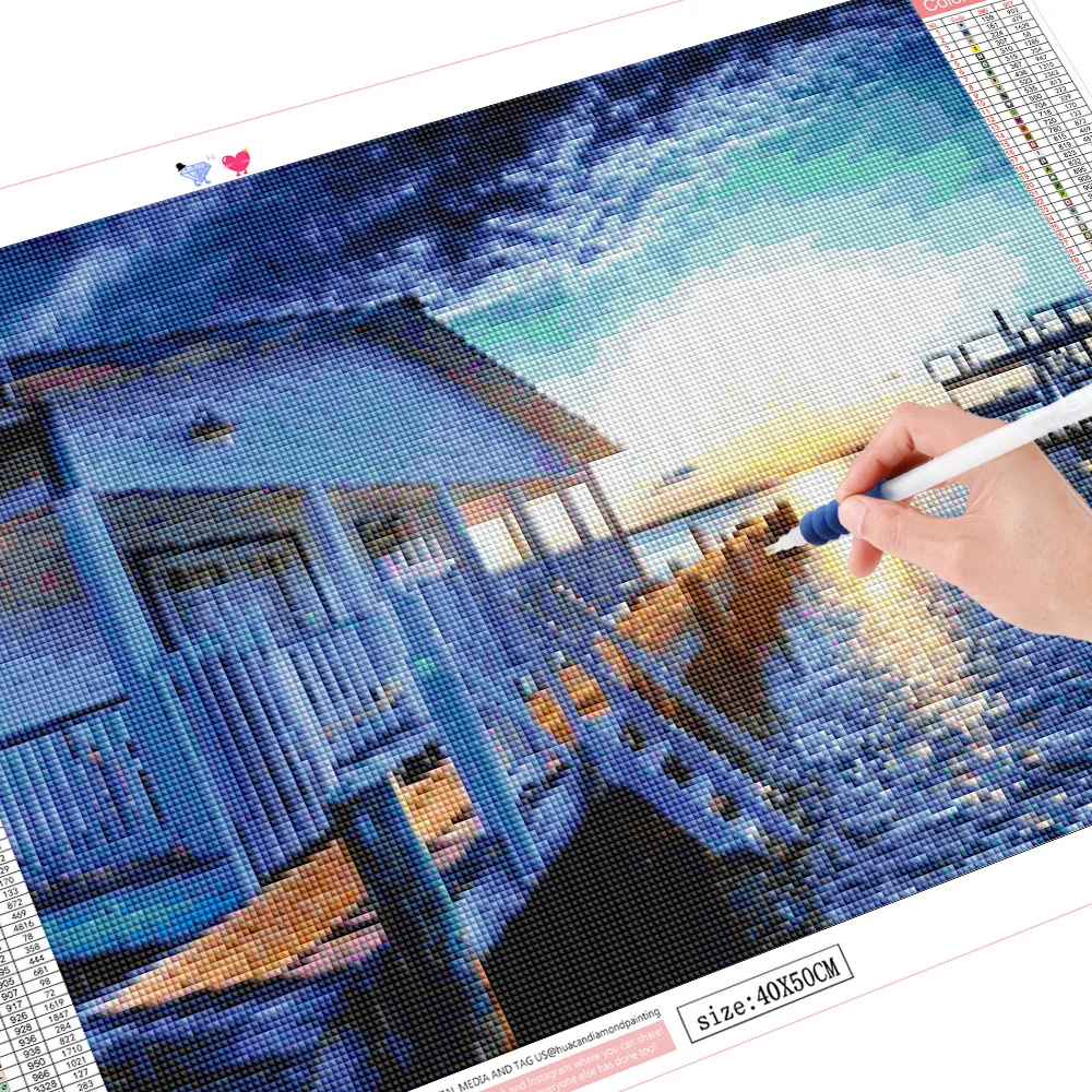 HUACAN 5D Алмазная вышивка дом алмазная мозаика 5д море пейзажи декорации декор для дома