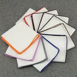Mouchoir de poche en coton blanc pour mariage, serviette carrée de poche de couleur unie, 23x23CM, décontracté 