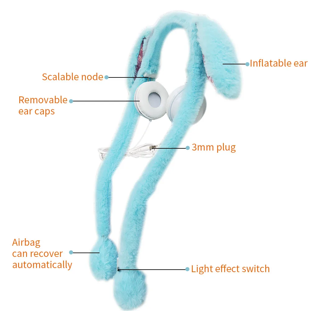 Cute Rabbit Wired Headset Computer Gaming Headset Girl Over Ear Stereo Headphones For iPhone Samsung Xiaomi Birthday Gifts