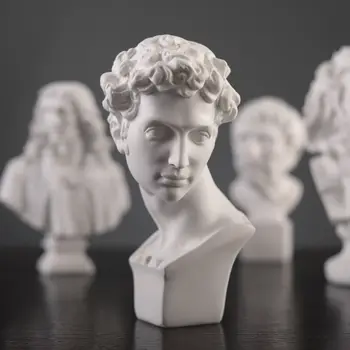 

World Famous Statue Retro Art Resin Head Skull Sculpture Sketch Model David Moliere Home Decoration Accessories Modern Figurine