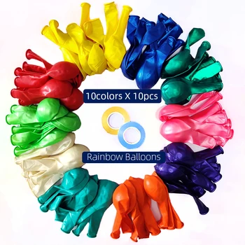 

10 inch Latex Party Balloons 100Pcs in 10 Assorted Colors Birthday Party Decoration Balloons Baby Shower Supplies Fast Shipping