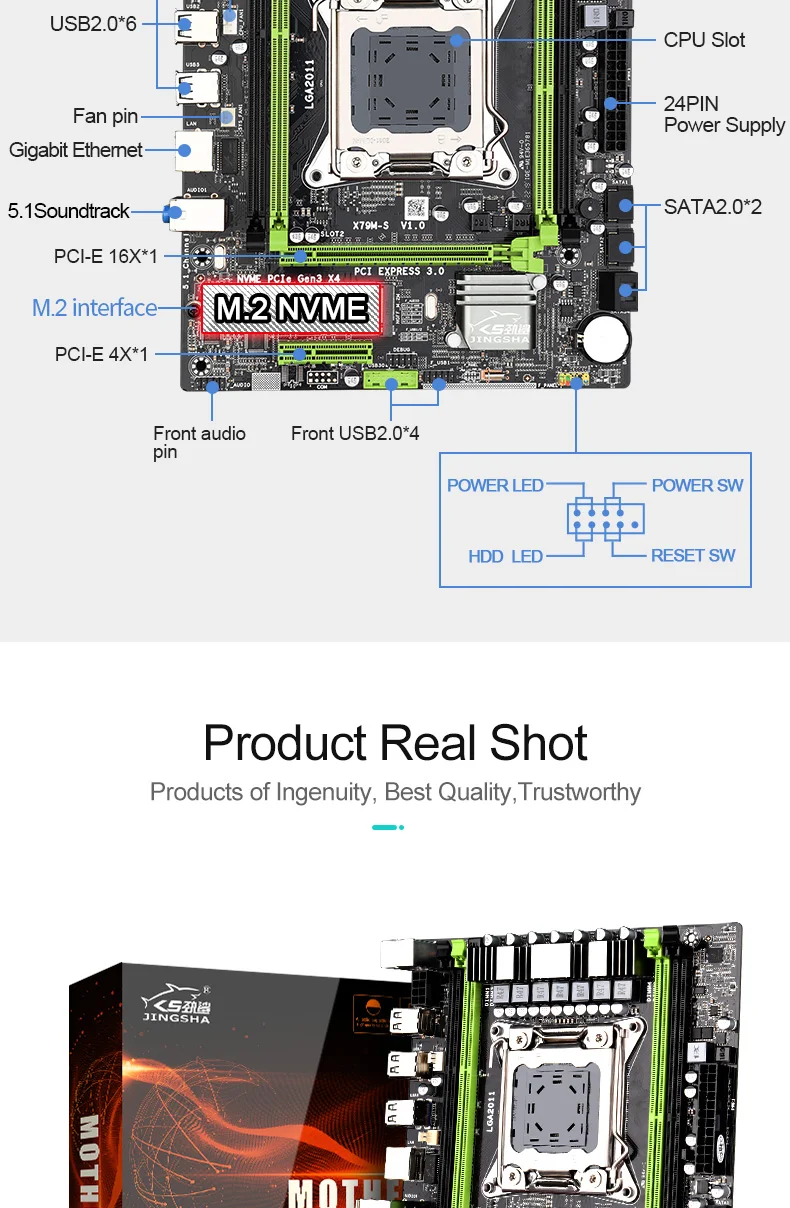 X79 Motherboard USB2.0 PCI-E 16X LGA2011 M ATX  X79M-S 2.0 Motherboard NVME M.2 SSD Support REG ECC Memory And Xeon E5 Processor computer mother board