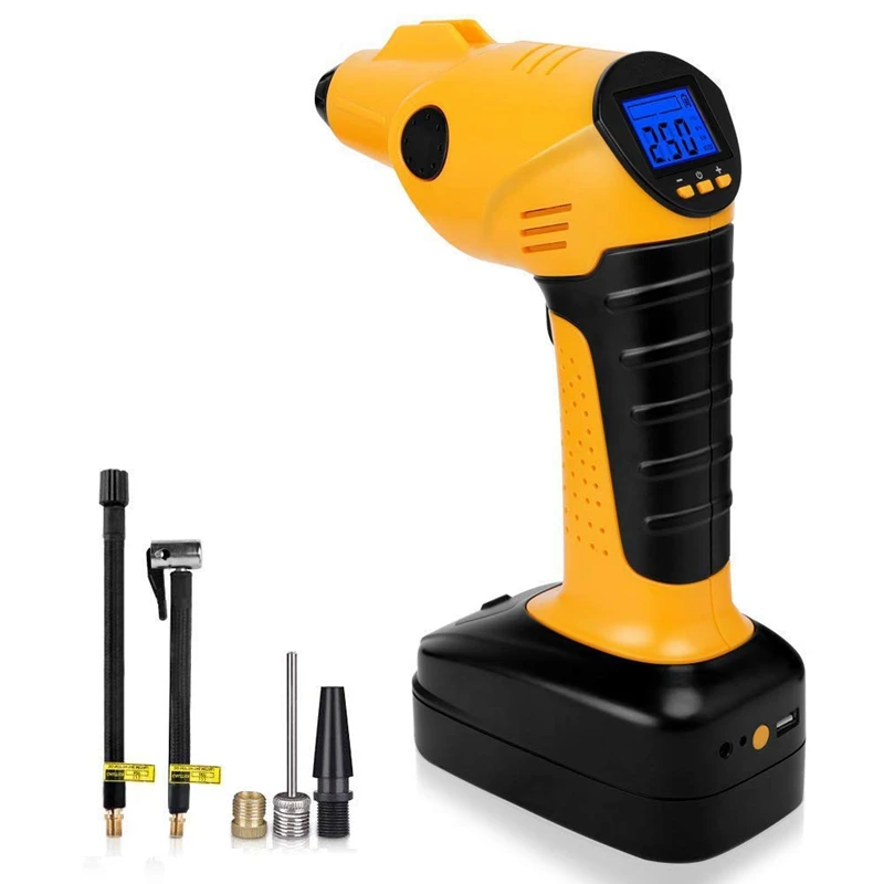 

Portable Air Compressor Cordless Tire Inflator With Digital Display,Led Lighting,Tire Pressure Gauge 12V Perfect For Car Bicycle