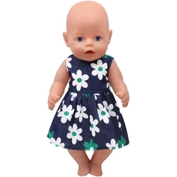 43 cm menino americano bonecas roupas saia fresca verão marinha impressão vestido crianças brinquedos caber 18 Polegada meninas boneca presente f314