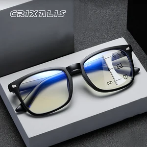 CRIXALIS квадратные многофокальные прогрессивные очки для чтения мужские модные с диоптриями антибликовые Компьютерные очки для женщин UV400