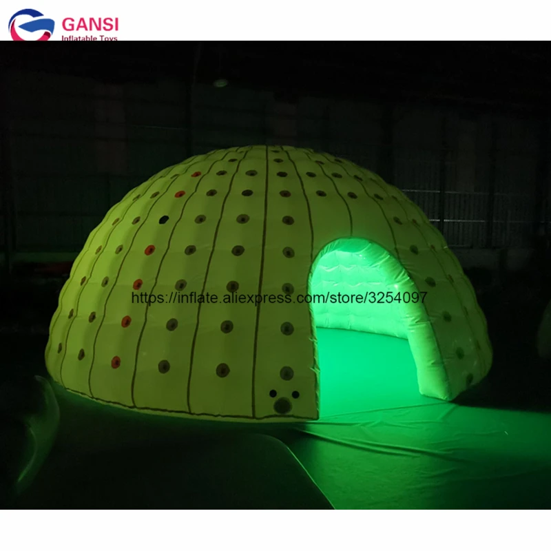 Giant 6M Diameter Airtight Inflatable White Dome Tent ,Lighting Inflatable Igloo Tent For Rental Business free air pump 6m diameter inflatable igloo yurt tent customized inflatable white dome tent for camping