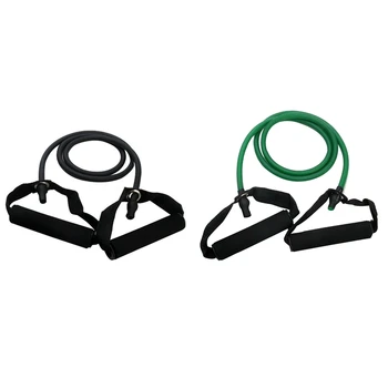 

Hot 2 Pcs Exercise Resistance Bands Set Yoga Fitness Workout Stretch Heavy Duty Tubes Green with Black