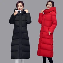 4XL размер женские парки красный плюс размер зимняя одежда женское пальто Длинная тонкая Студенческая одежда женская верхняя одежда женская одежда Мода