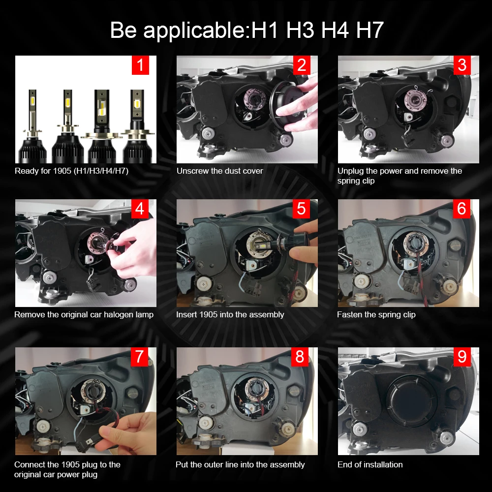 2X H4 H7 светодиодный фар автомобиля 9600LM H1 H8 H9 H11 9003 9005 9006 для автомобильных фар 6000 К автомобильная лампа для стайлинга