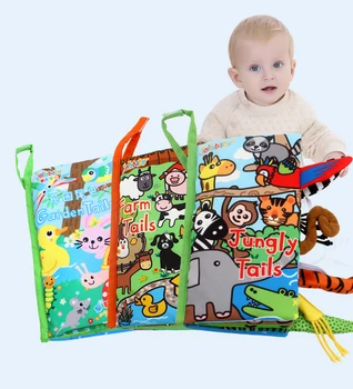 

Baby Cloth Book Animal Tails Cartoon Infant Early Learning Educational Sound Books Soft Washable Unfolding Toy Kid Activity Book