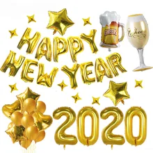 New Year Party Decoration Happy New Year Balloons Photo Booth Props Cake Toppers Garland New Year Eve Party Supplies