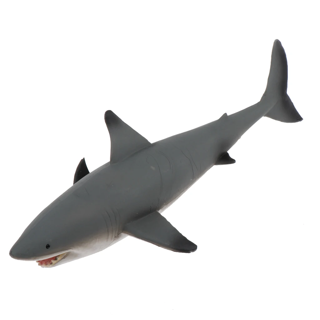 18cm Great White Shark Realistic Sea Animal Figure Solid Plastic Toy Model