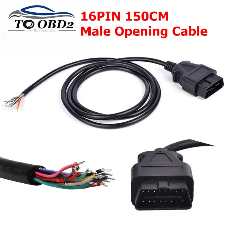 Мужской OBD2 16Pin открыть линия ELM327 Авто диагностический сканер 16 Pin OBDii OBD 2 отверстия