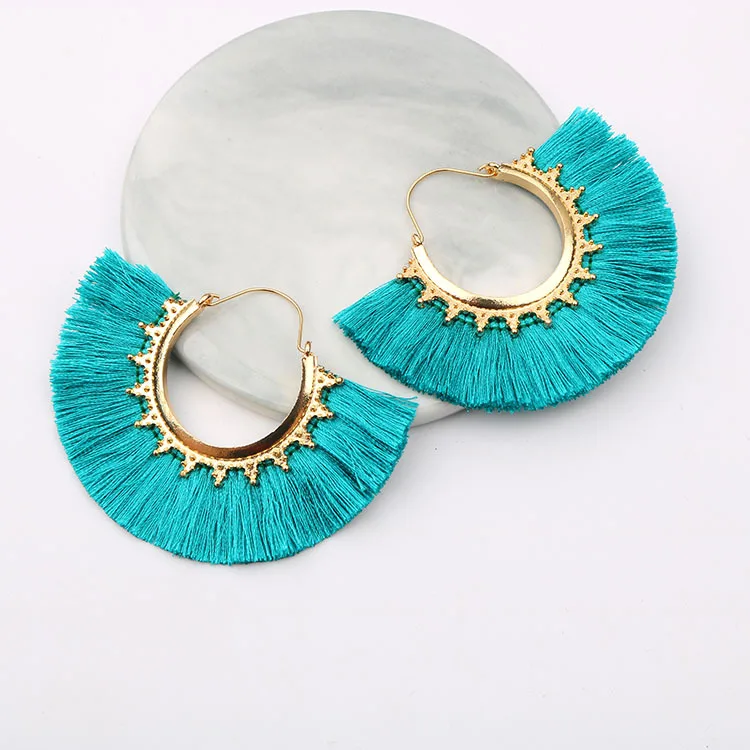 

VOHE Fashion Bohemian Tassel Earrings Statement Gold Brincos Drop Dangle Tassel Earring for Women Jewelry