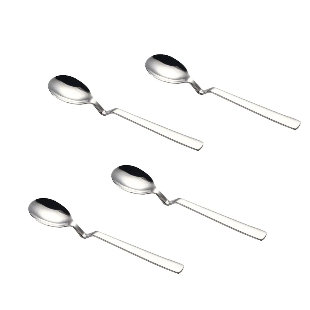 Bending Coffee Spoons Stainless Steel Milk Dessert Serving Spoon Creative Curving Silver Flatware Opscheplepel Metal Fruit Spoon