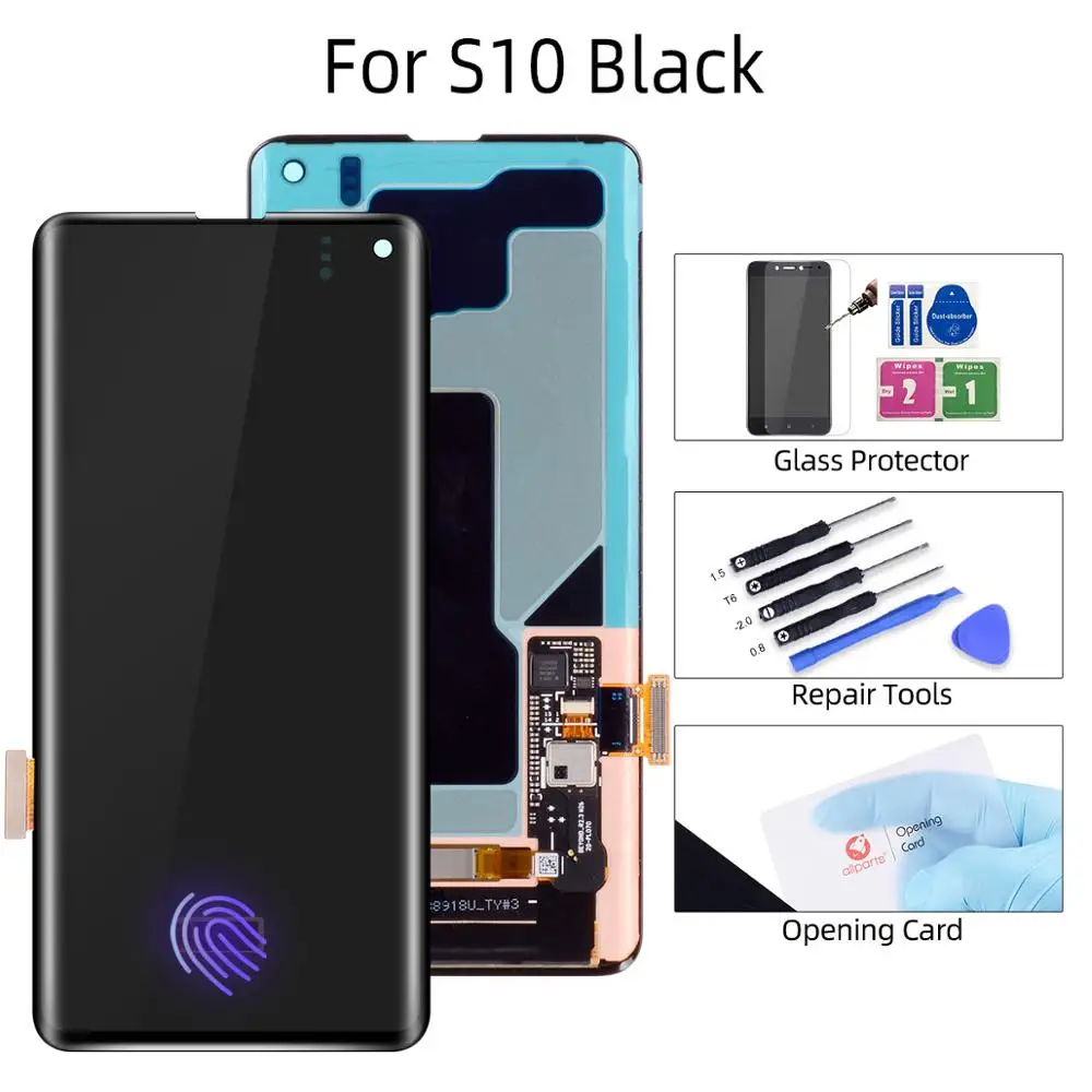 Активно-матричные осид, S10 ЖК-дисплей для SAMSUNG Galaxy S10 G973F G973 S10 плюс S10+ S10E ЖК-дисплей G975 G975F кодирующий преобразователь сенсорного экрана в сборе - Цвет: S10 Black No Frame