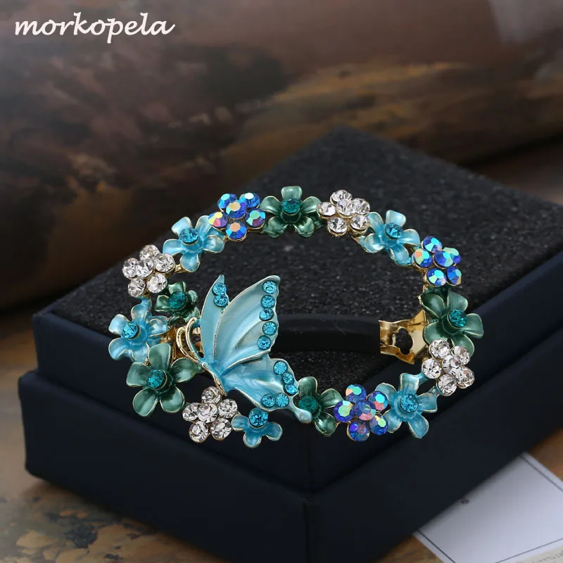 

Morkopela Butterfly Enamel Hair Clip Vintage Rhinestone Hair Pin Accessories Metal Hair Clips Jewelry Best gift For Women