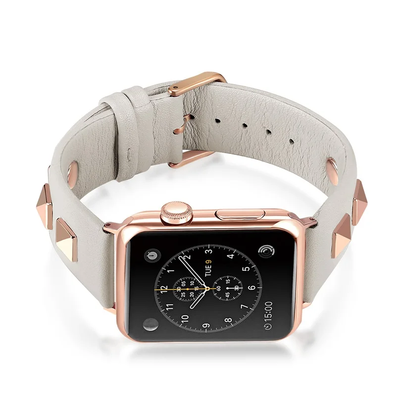Кожаный ремешок-браслет с заклепками для apple watch band 4 correa 44 мм 40 мм iwatch 38 мм 42 мм серия 4 3 2 1 Аксессуары для apple watch