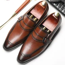Fashion Business Men Formal Shoes Pointed Toe Slip On Men Dress Shoes Genuine Leather Breathable Buckle Wedding Shoe Fashion Business Men Formal Shoes Pointed Toe Slip On Men Dress Shoes Genuine Leather Breathable Buckle Wedding Shoe