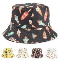 LDSLYJR Cotton Ice Cream Cake Print Bucket Hat Fisherman Hat Outdoor Travel Hat Sun Cap Hats for Men and Women 296 1