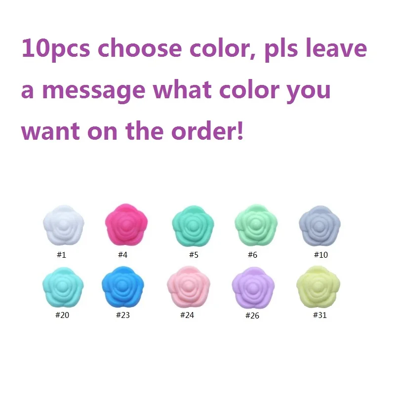 BOBO. BOX 10 шт силиконовые бусины Цветок Детские Прорезыватели BPA бесплатно Роза Детские Прорезыватели для зубов ожерелье из жевательной резинки игрушки для прорезывателя силиконовые - Цвет: Choose color