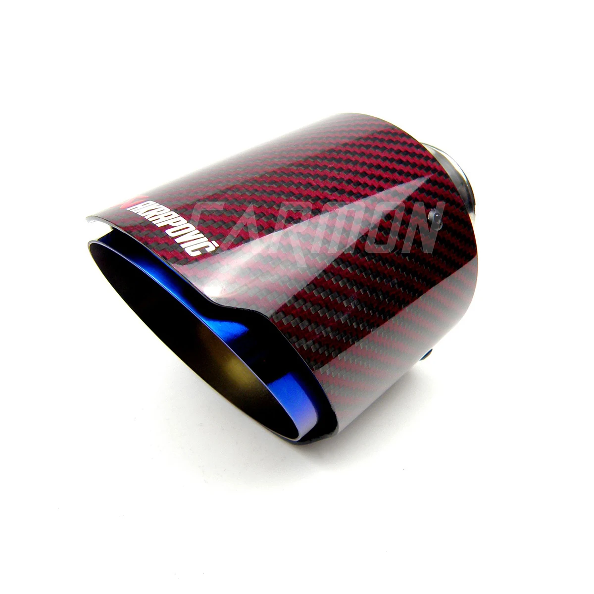 Универсальная выхлопная труба Akrapovic из углеродного волокна для автомобиля, глушитель, глянцевый красный саржевое волокно, крышка+ сгоревшая синяя нержавеющая сталь