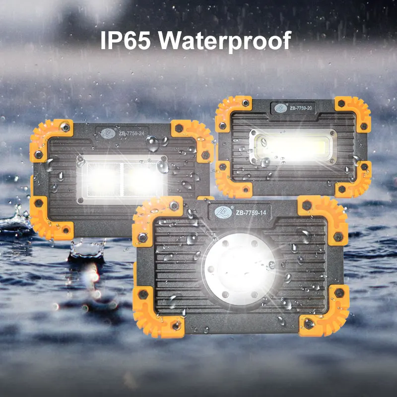 outdoor spot lights led LED Flood Light 10W Worklight Projector Reflector LED COB Work Light Spotlight Outdoor Camping Emergency Light+18650+USB Cable garden flood lights