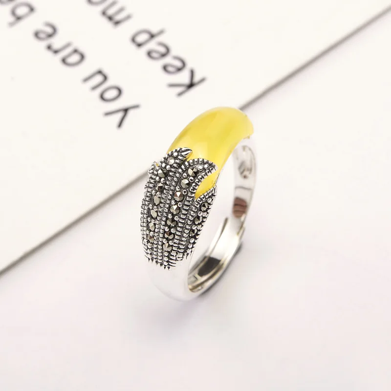 BONLAVIE S925 Серебряное кольцо Ретро Мозаика топаз черный агат гранат кольцо Push-Pull дизайн для женщин