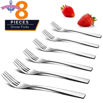 

8PCS 8 Inches Stainless Steel Dinner Forks Main Forks Flatware Set Cutlery Set Dinnerware