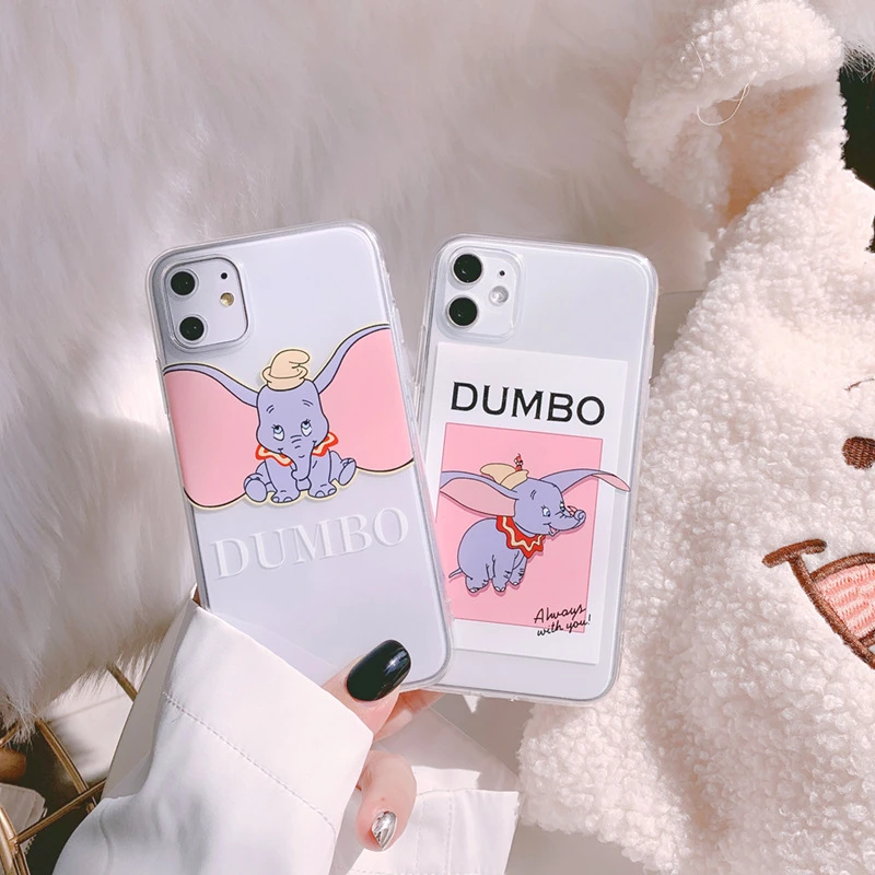 Милый прозрачный чехол для телефона с изображением слона из мультфильма iPhone 11 Pro X