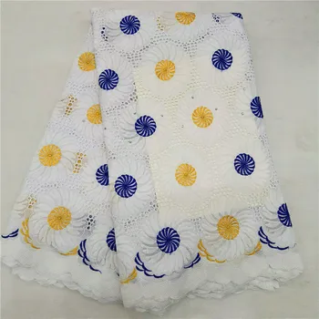 

2019 White Swiss voile lace in Switzerland high quality French African dry lace stones Nigerian 100% cotton lace fabric hl66-729