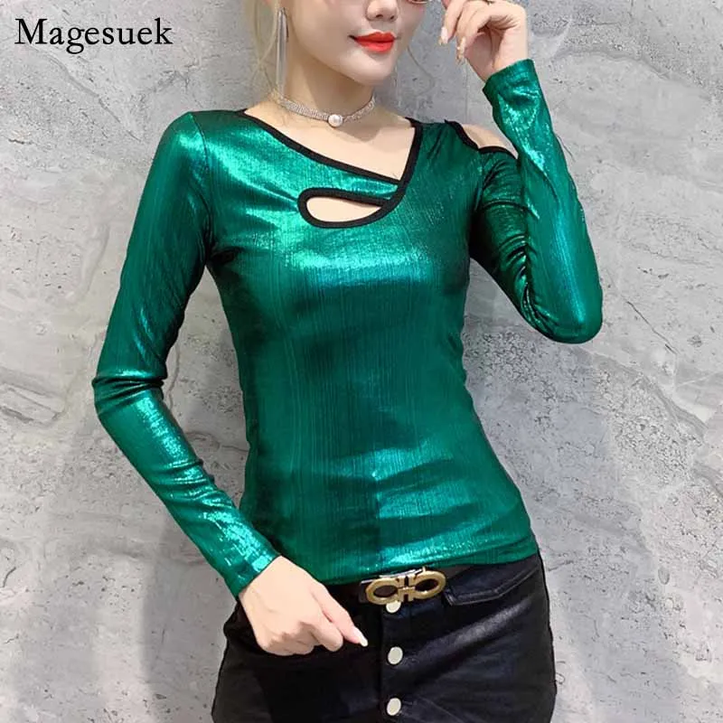 

Autumn Bright Cloth Solid All-match Blouses Women Long Sleeve Splicing Bottoming Shirts for Women Slim Elegant Chic Tops 11438