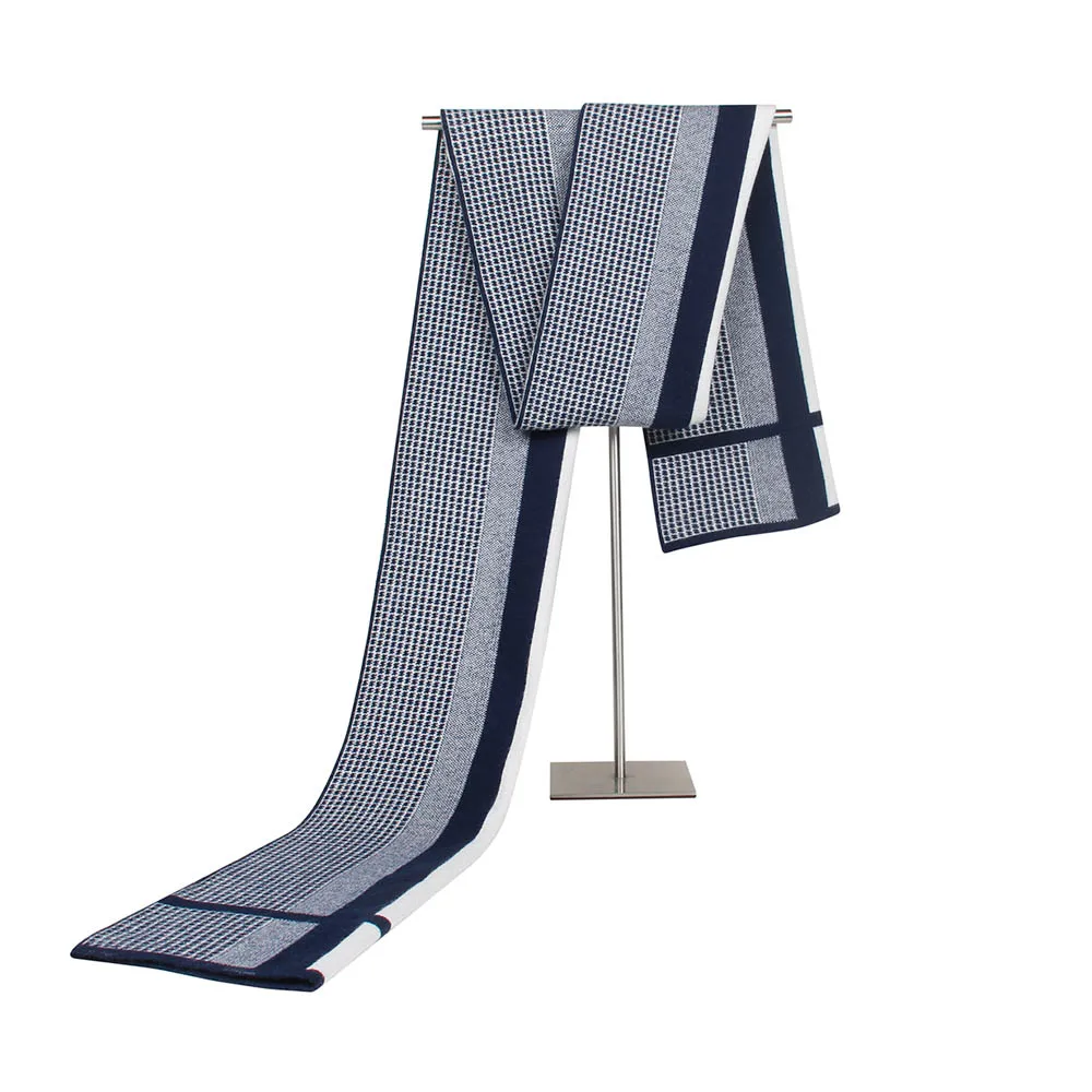Blue Men Scarf FS высокое качество кашемир пашмины шарф для мужчин зима средства ухода за кожей Шеи Украшения джентльмен полосатый дизайнер длинный шали - Цвет: Blue Men Scarf